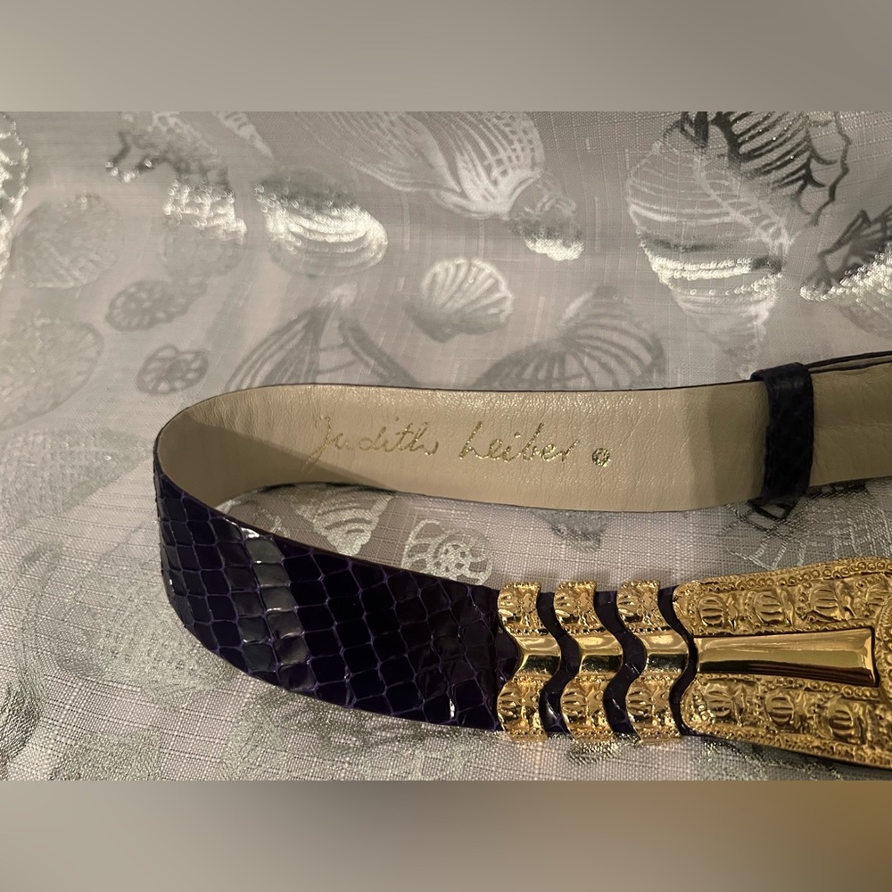 Vintage Judith Leiber Purple Snakeskin Belt - Picture 3 of 6